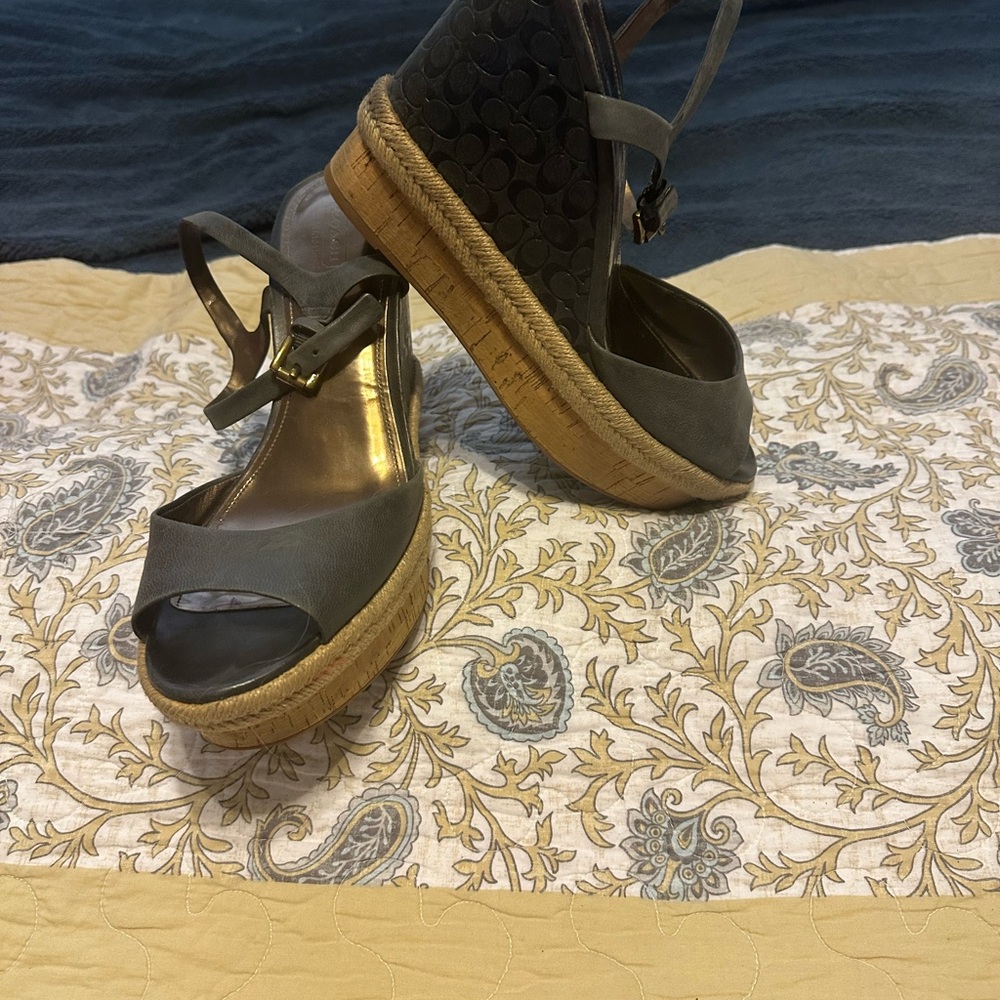 Blue Coach Wedge Sandals hardly worn